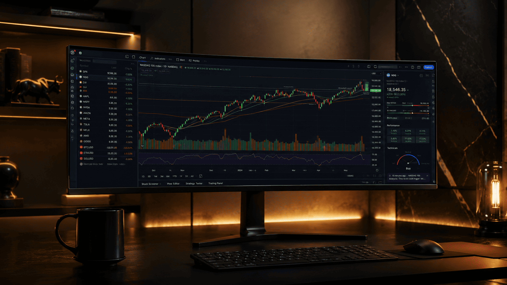 Trading Chart Dashboard Mockup